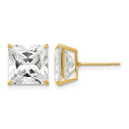 14k 9mm Square CZ Post Earrings