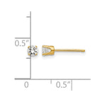 14k 3.25mm Round Cubic Zirconia Stud Earrings