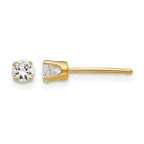 14k 3.25mm Round Cubic Zirconia Stud Earrings