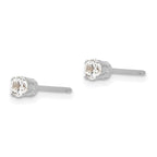 14k White Gold 3.25mm Round CZ Stud Earrings