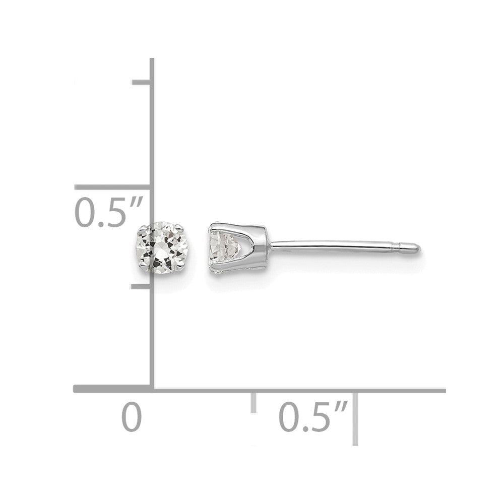 14k White Gold 3.25mm Round CZ Stud Earrings