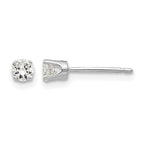 14k White Gold 3.25mm Round CZ Stud Earrings