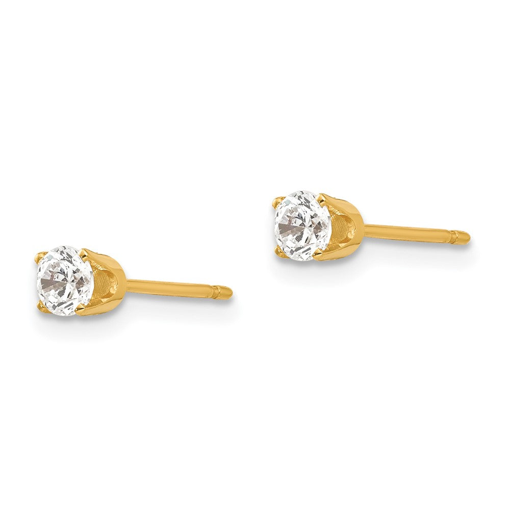 14k 3.5mm Round CZ Stud Earrings