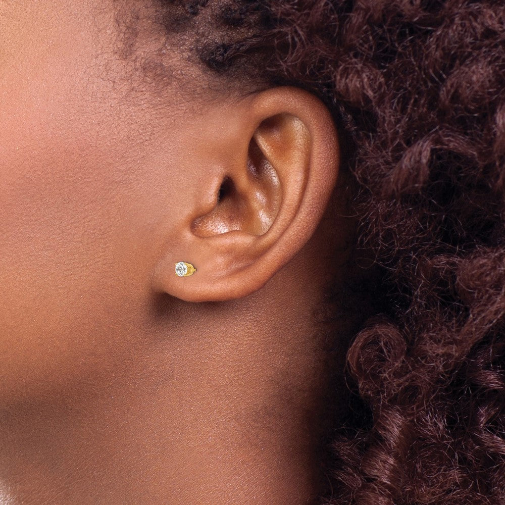 14k 3.5mm Round CZ Stud Earrings