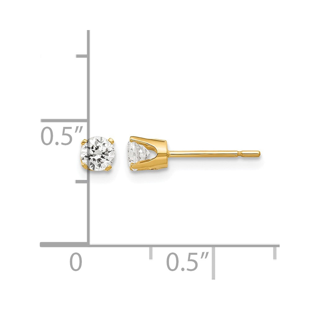 14k 3.5mm Round CZ Stud Earrings