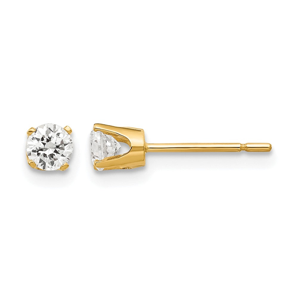 14k 3.5mm Round CZ Stud Earrings