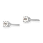 14k White Gold 3.5mm Round CZ Stud Earrings