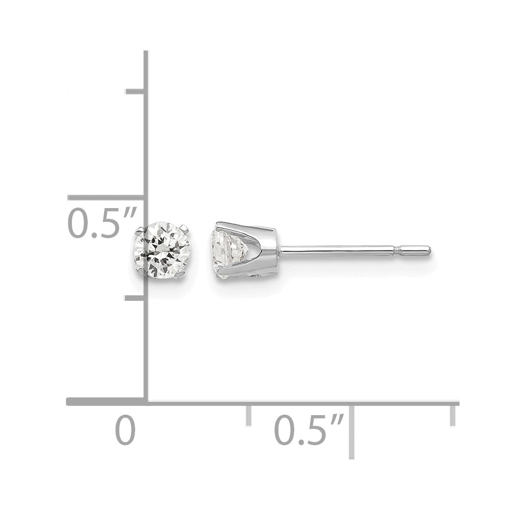 14k White Gold 3.5mm Round CZ Stud Earrings
