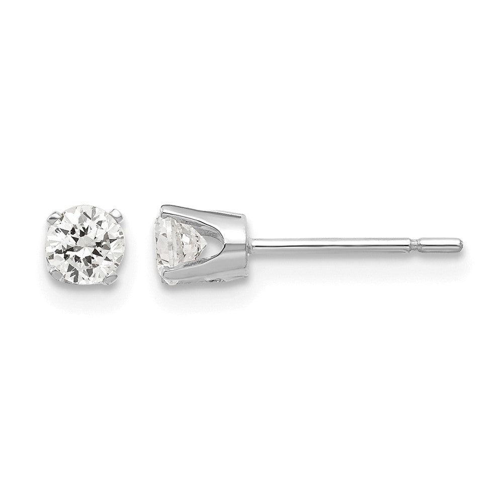 14k White Gold 3.5mm Round CZ Stud Earrings