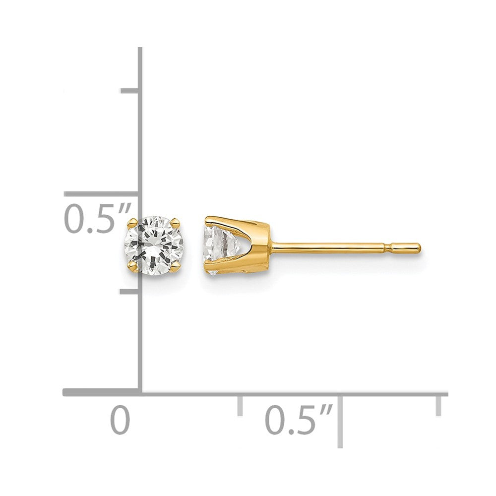 14k 3.75mm Round CZ Stud Earrings