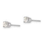 14k White Gold 3.75mm Round CZ Stud Earrings