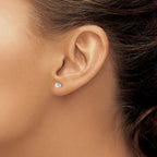14k White Gold 3.75mm Round CZ Stud Earrings