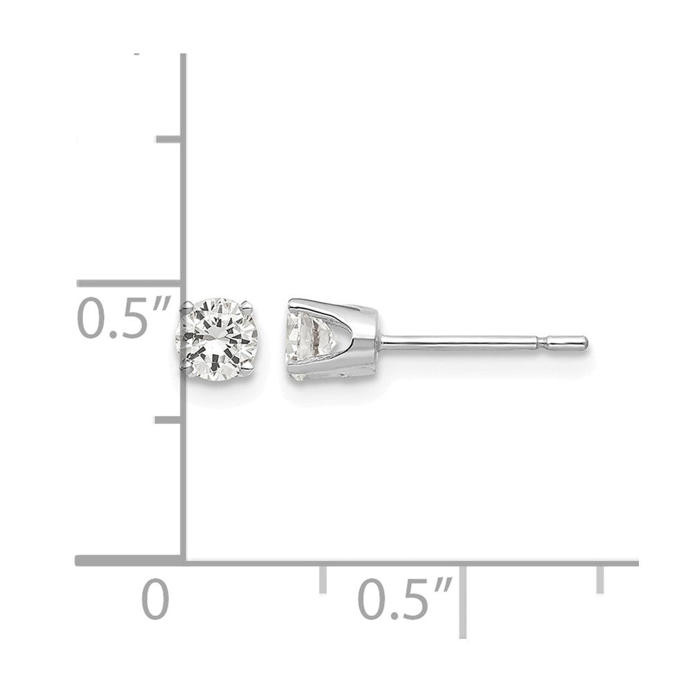 14k White Gold 3.75mm Round CZ Stud Earrings