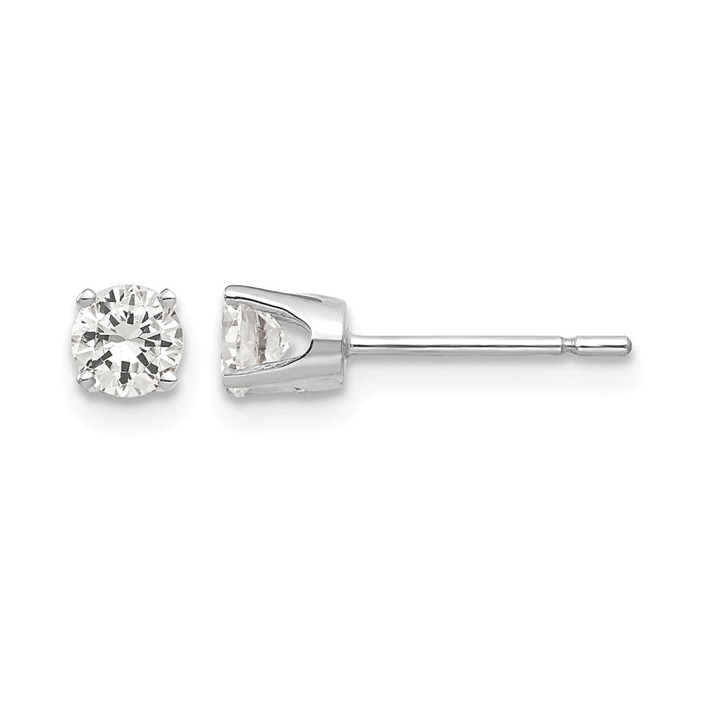 14k White Gold 3.75mm Round CZ Stud Earrings