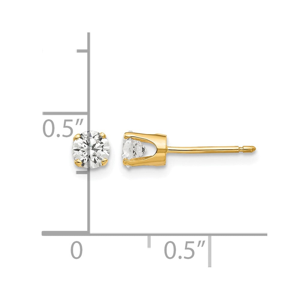 14k 4mm Round CZ Stud Earrings
