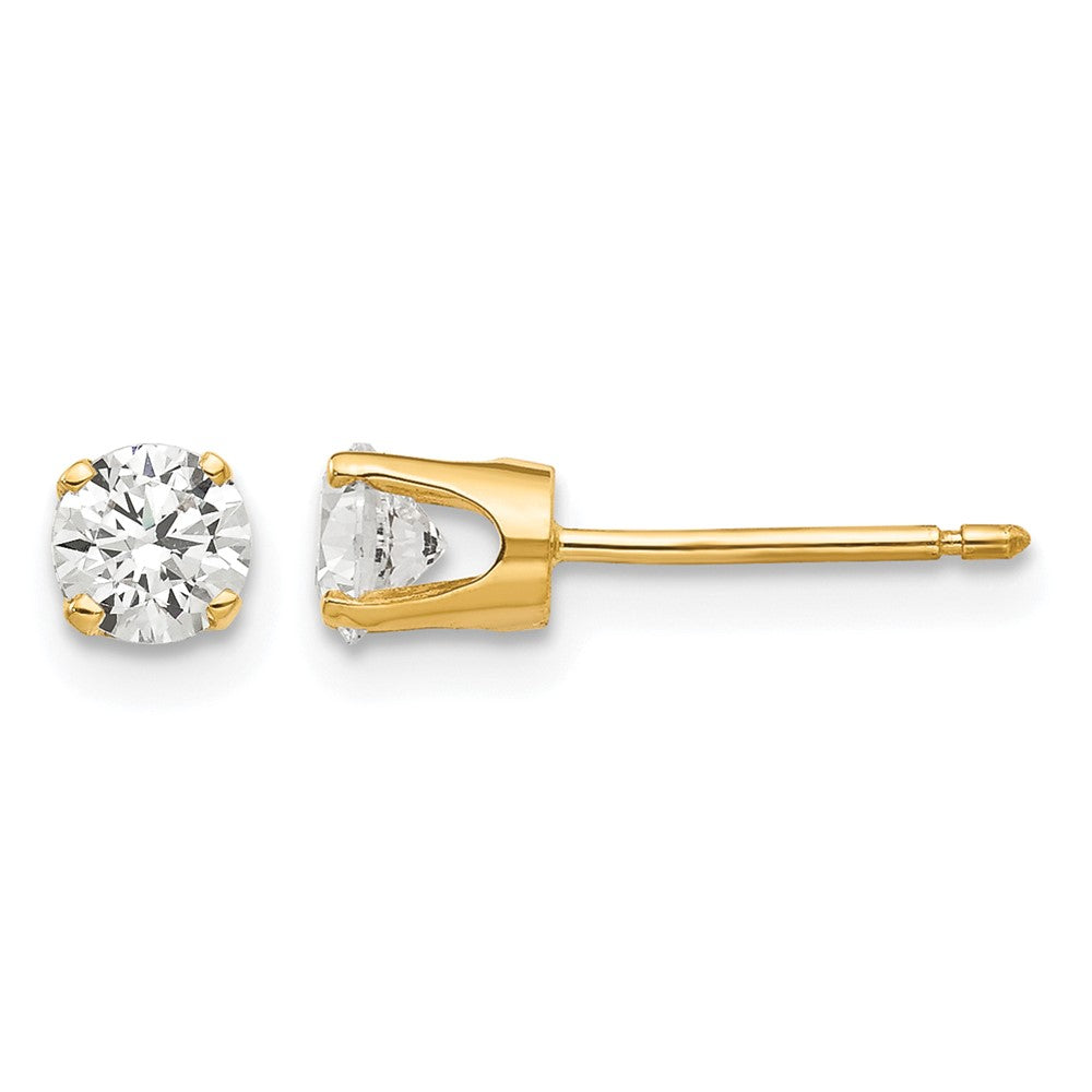 14k 4mm Round CZ Stud Earrings