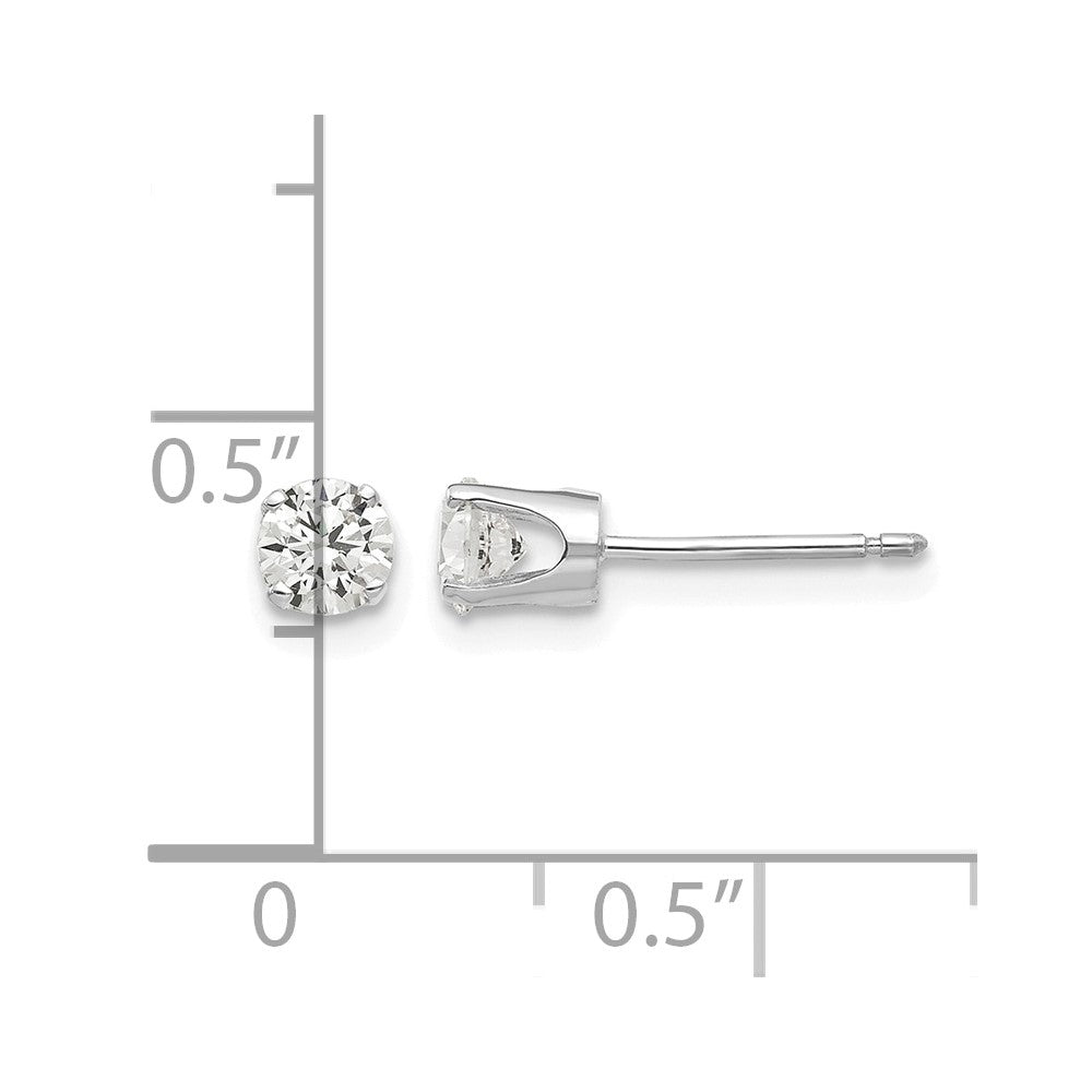 14k White Gold 4mm Round CZ Stud Earrings