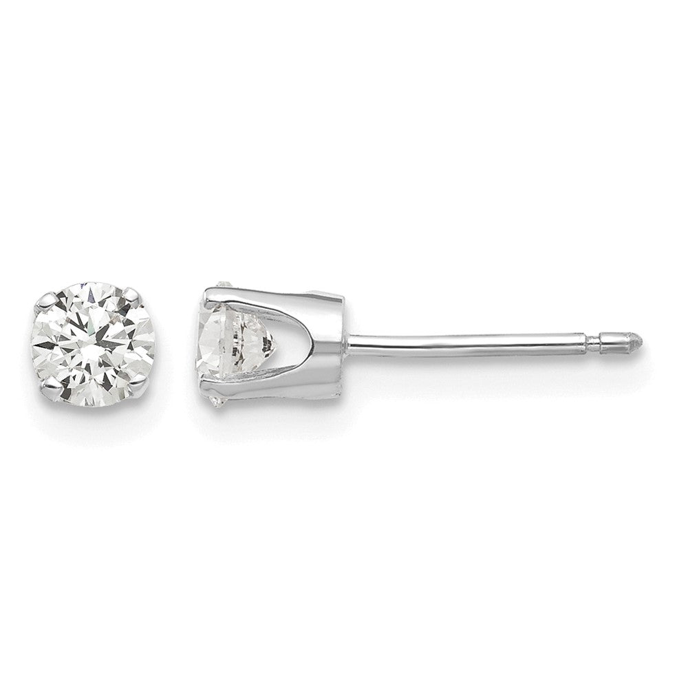 14k White Gold 4mm Round CZ Stud Earrings