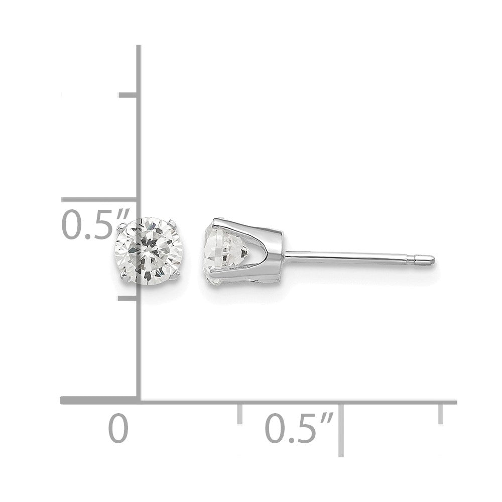 14k White Gold 4.25mm Round CZ Stud Earrings