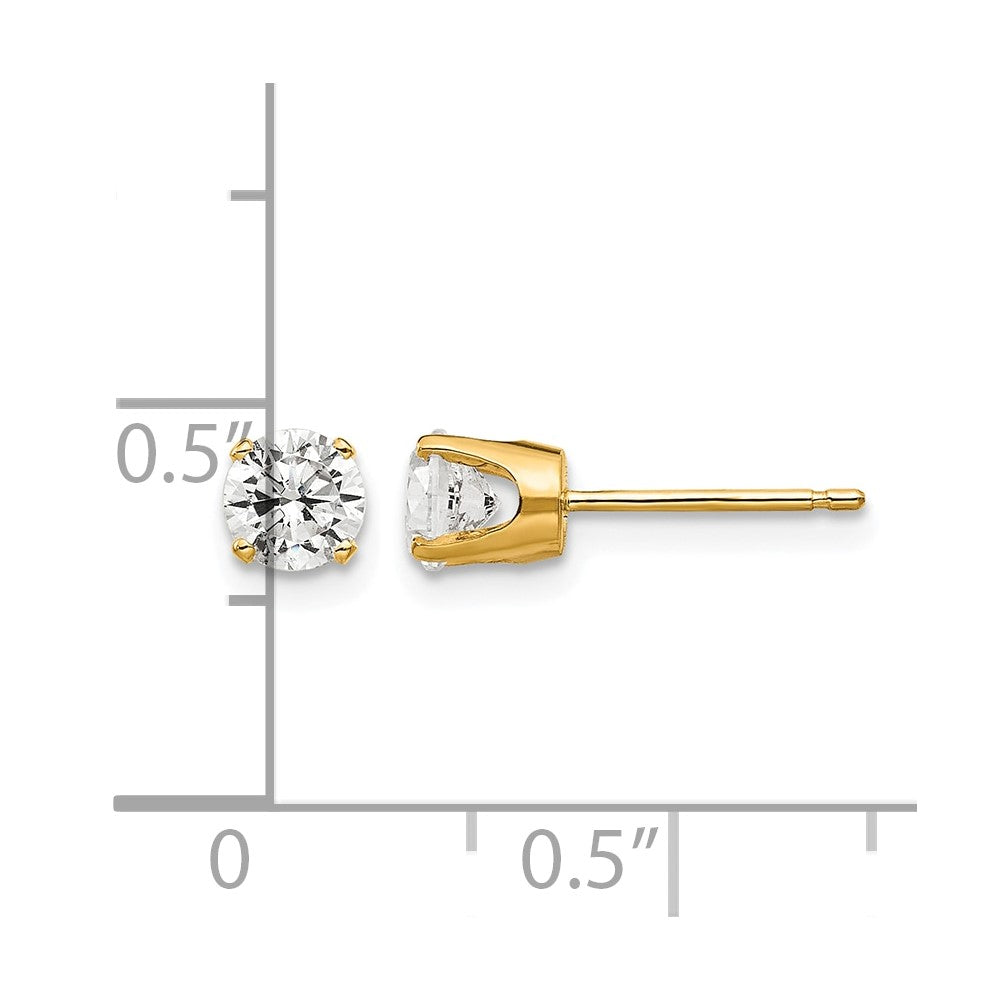 14k 4.5mm Round CZ Stud Earrings