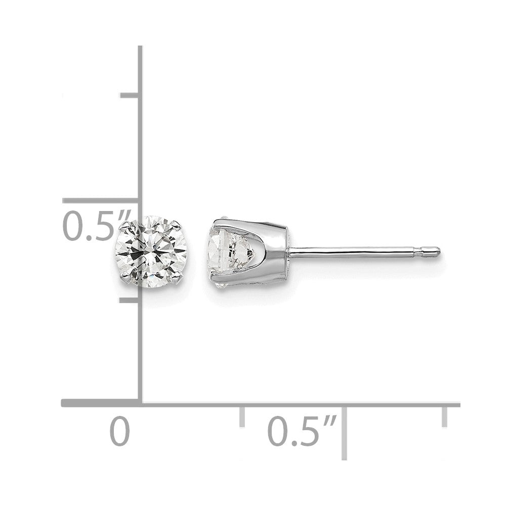14k White Gold 4.5mm Round CZ Stud Earrings