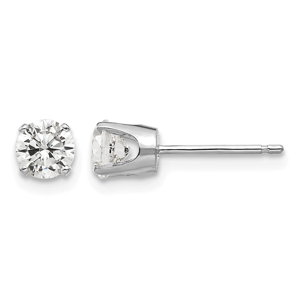 14k White Gold 4.5mm Round CZ Stud Earrings