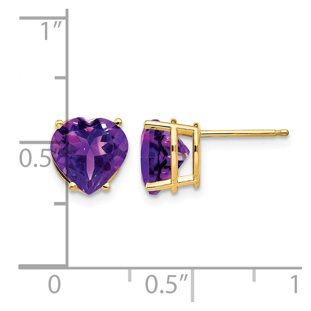 14k 8mm Heart Amethyst Post Earrings
