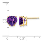 14k 8mm Heart Amethyst Post Earrings