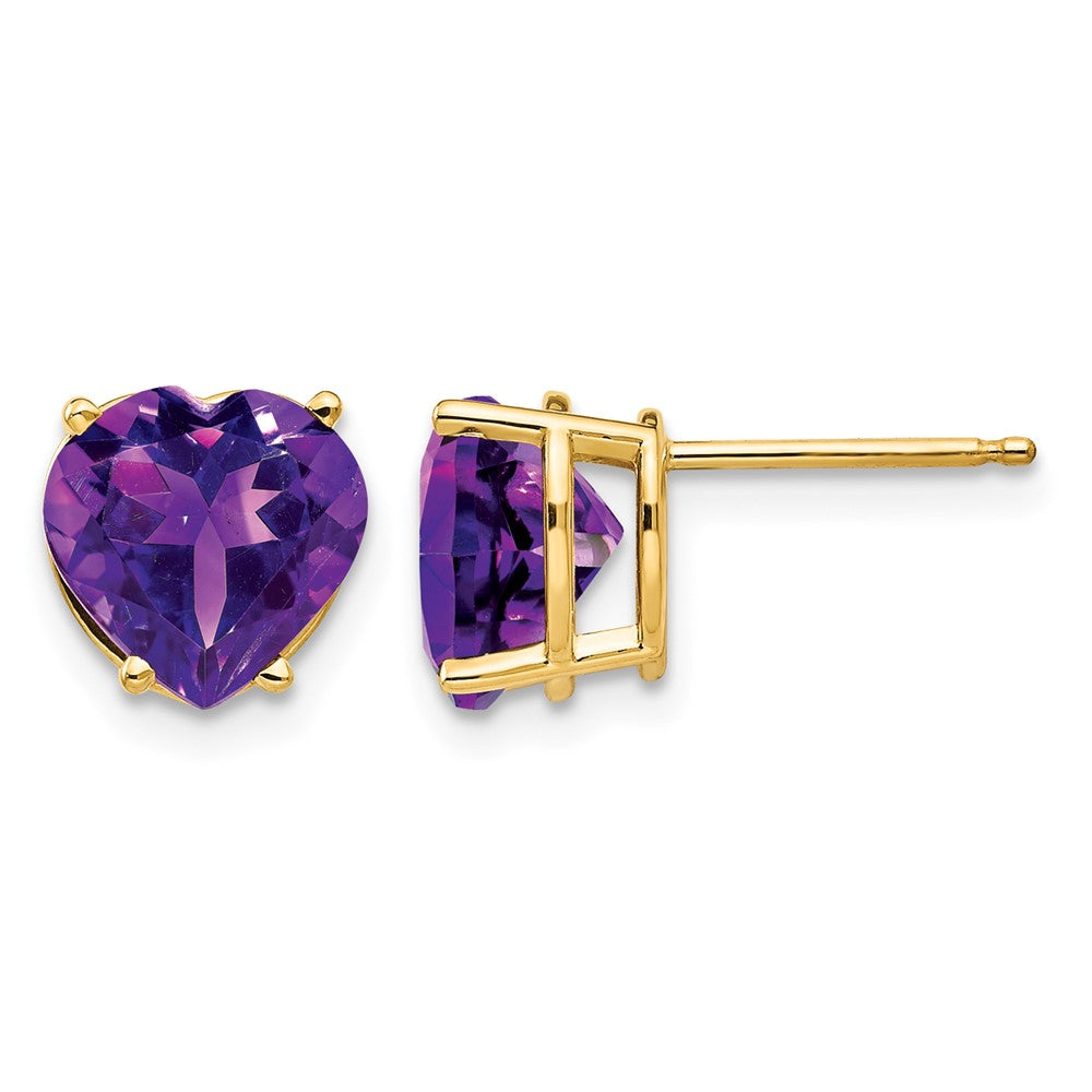 14k 8mm Heart Amethyst Post Earrings