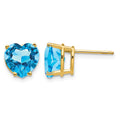 14k 8mm Heart Blue Topaz Post Earrings