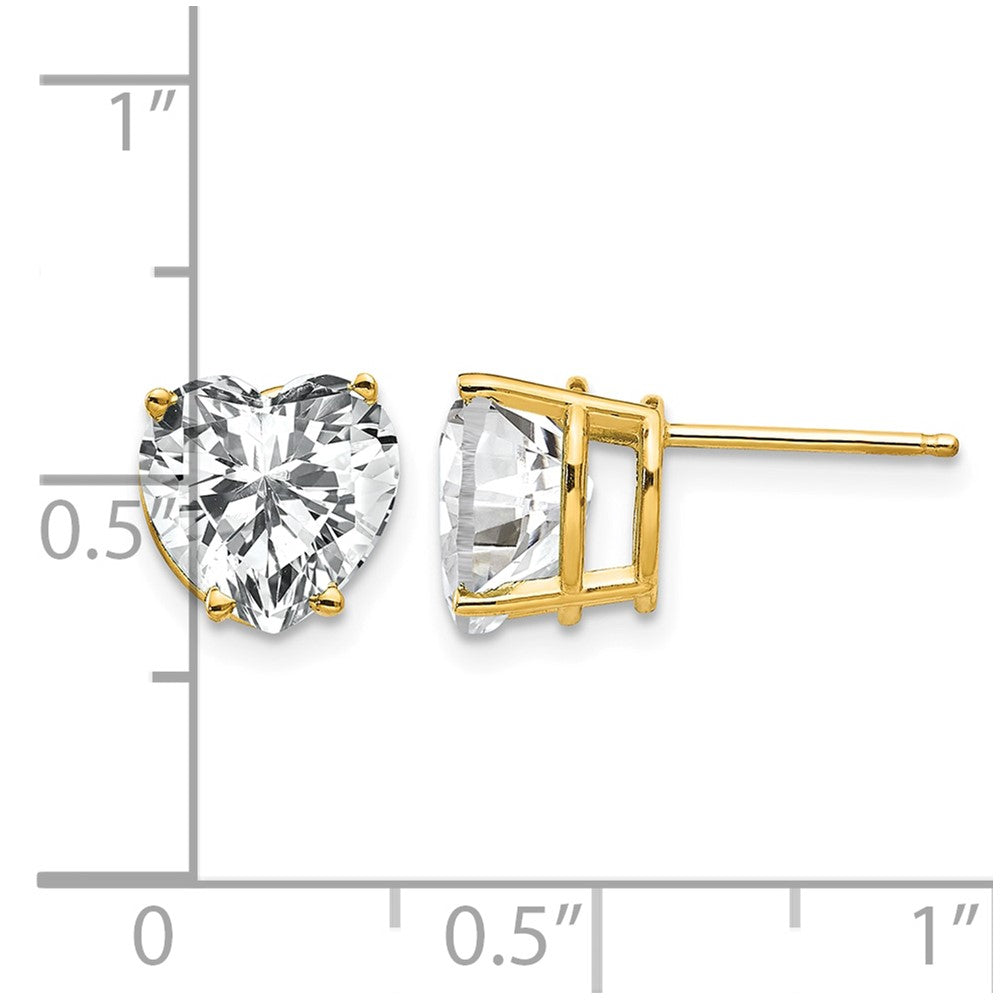 14k 8mm Heart Cubic Zirconia Post Earrings
