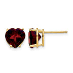 14k 8mm Heart Garnet Post Earrings