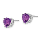 14k White Gold 8mm Heart Amethyst Post Earrings