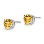 14k White Gold 8mm Heart Citrine Post Earrings