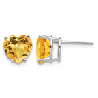 14k White Gold 8mm Heart Citrine Post Earrings