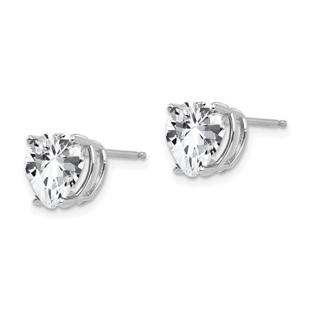 14k White Gold 8mm Heart Cubic Zirconia Post Earrings