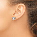 14k White Gold 8mm Heart Cubic Zirconia Post Earrings