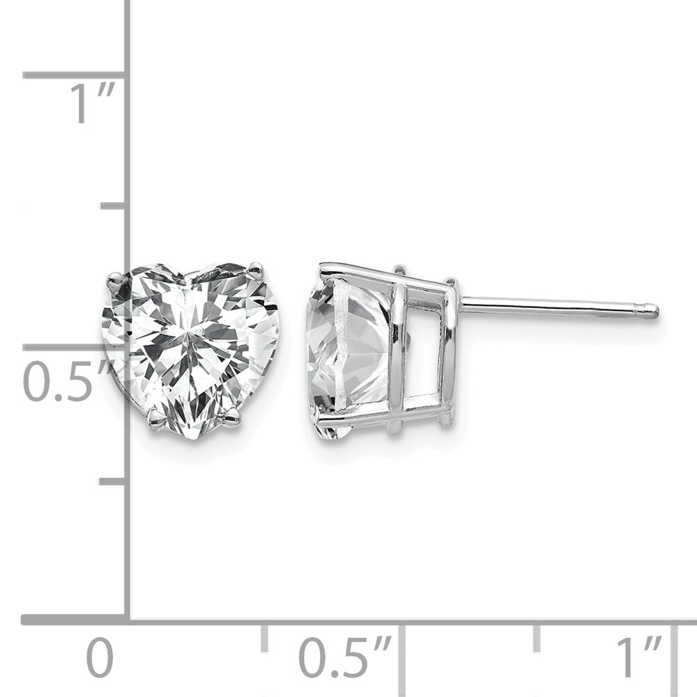 14k White Gold 8mm Heart Cubic Zirconia Post Earrings