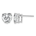 14k White Gold 8mm Heart Cubic Zirconia Post Earrings