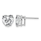 14k White Gold 8mm Heart Cubic Zirconia Post Earrings