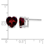 14k White Gold 8mm Heart Garnet Post Earrings