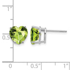 14k White Gold 8mm Heart Peridot Post Earrings