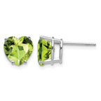14k White Gold 8mm Heart Peridot Post Earrings