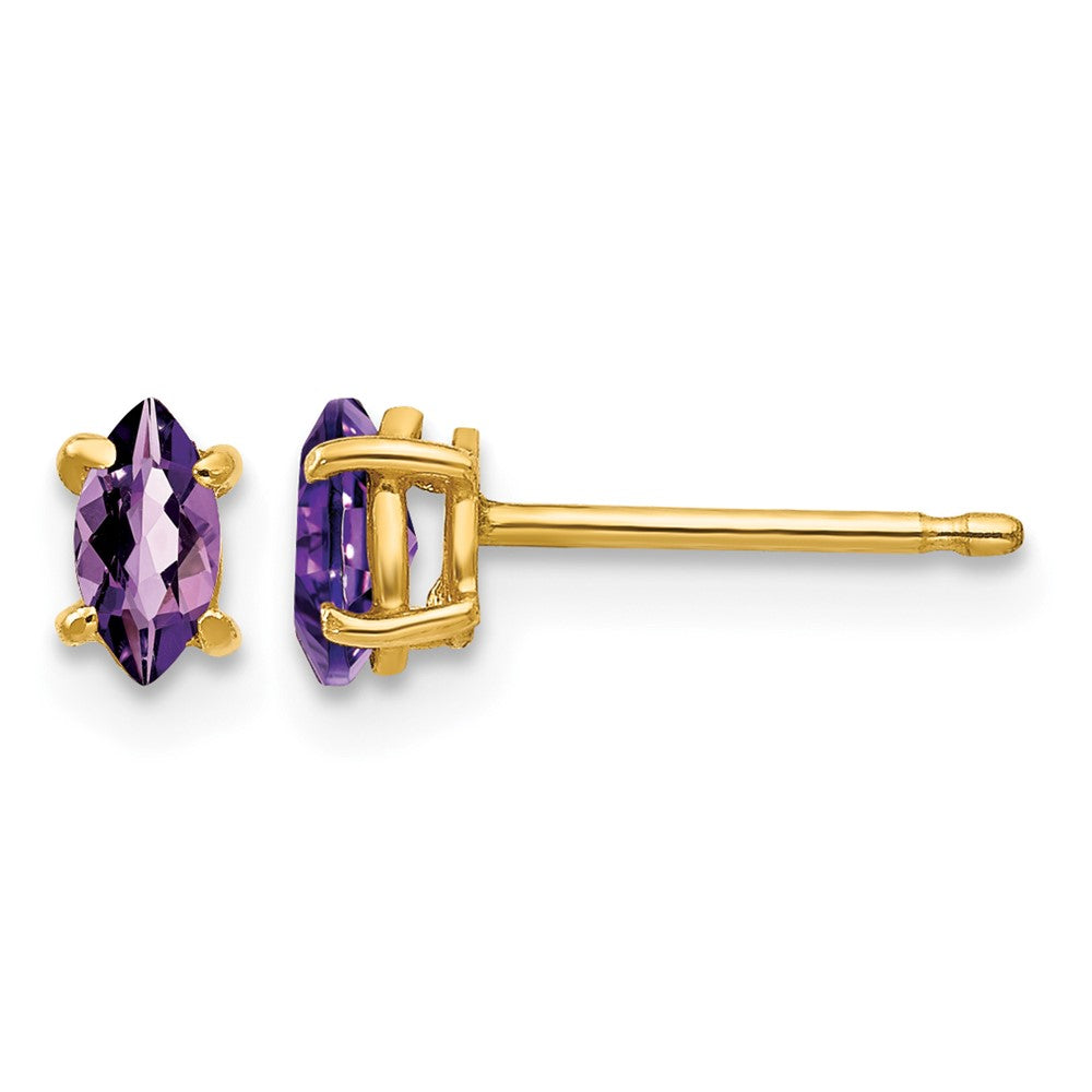 14k 5x2.5mm Marquise Amethyst Post Earrings