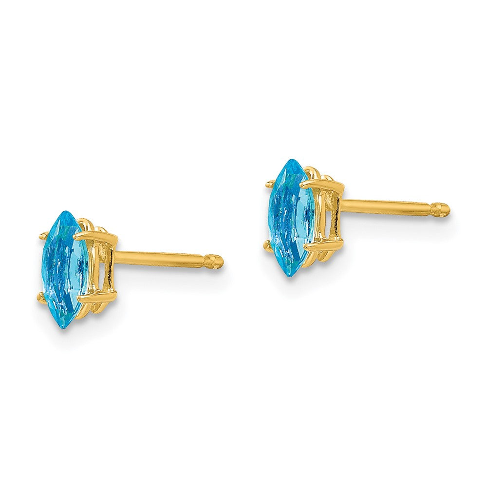 14k 5x2.5mm Marquise Blue Topaz Post Earrings