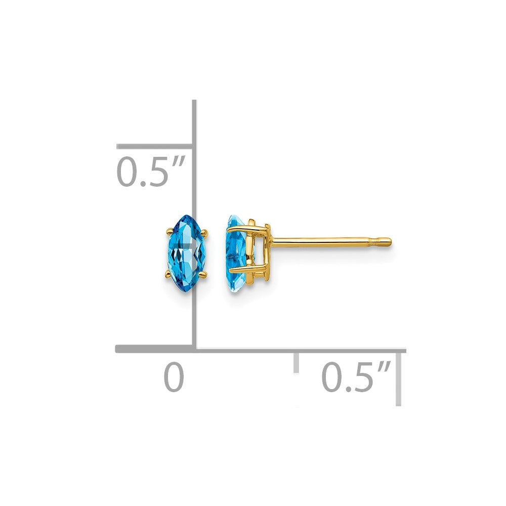 14k 5x2.5mm Marquise Blue Topaz Post Earrings