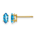 14k 5x2.5mm Marquise Blue Topaz Post Earrings