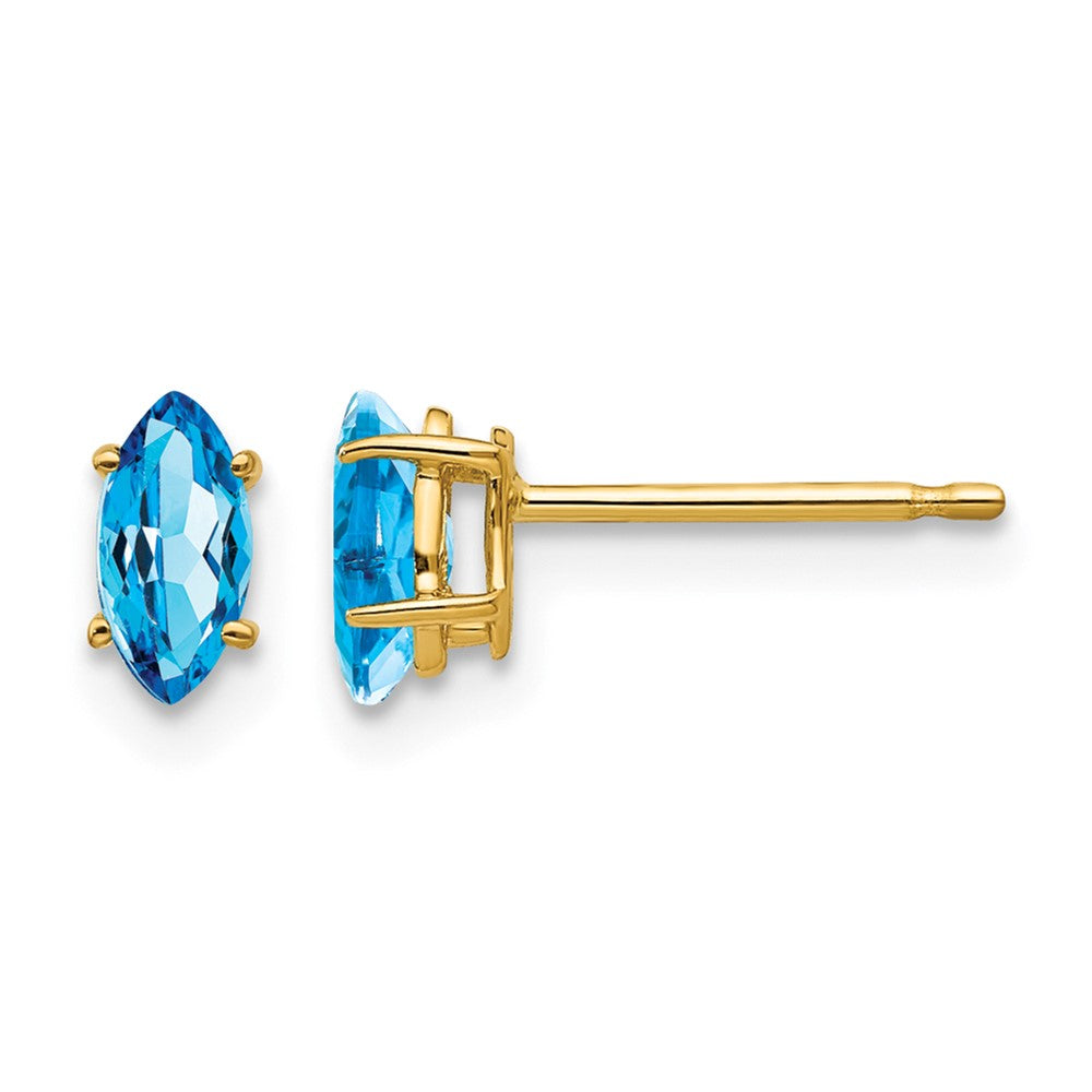 14k 5x2.5mm Marquise Blue Topaz Post Earrings
