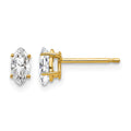 14k 5x2.5mm Marquise Cubic Zirconia Post Earrings