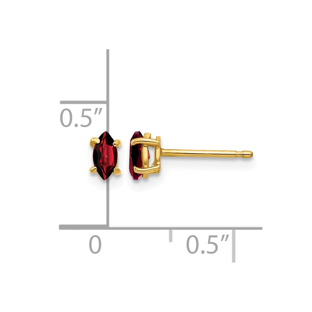 14k 5x2.5mm Marquise Garnet Post Earrings